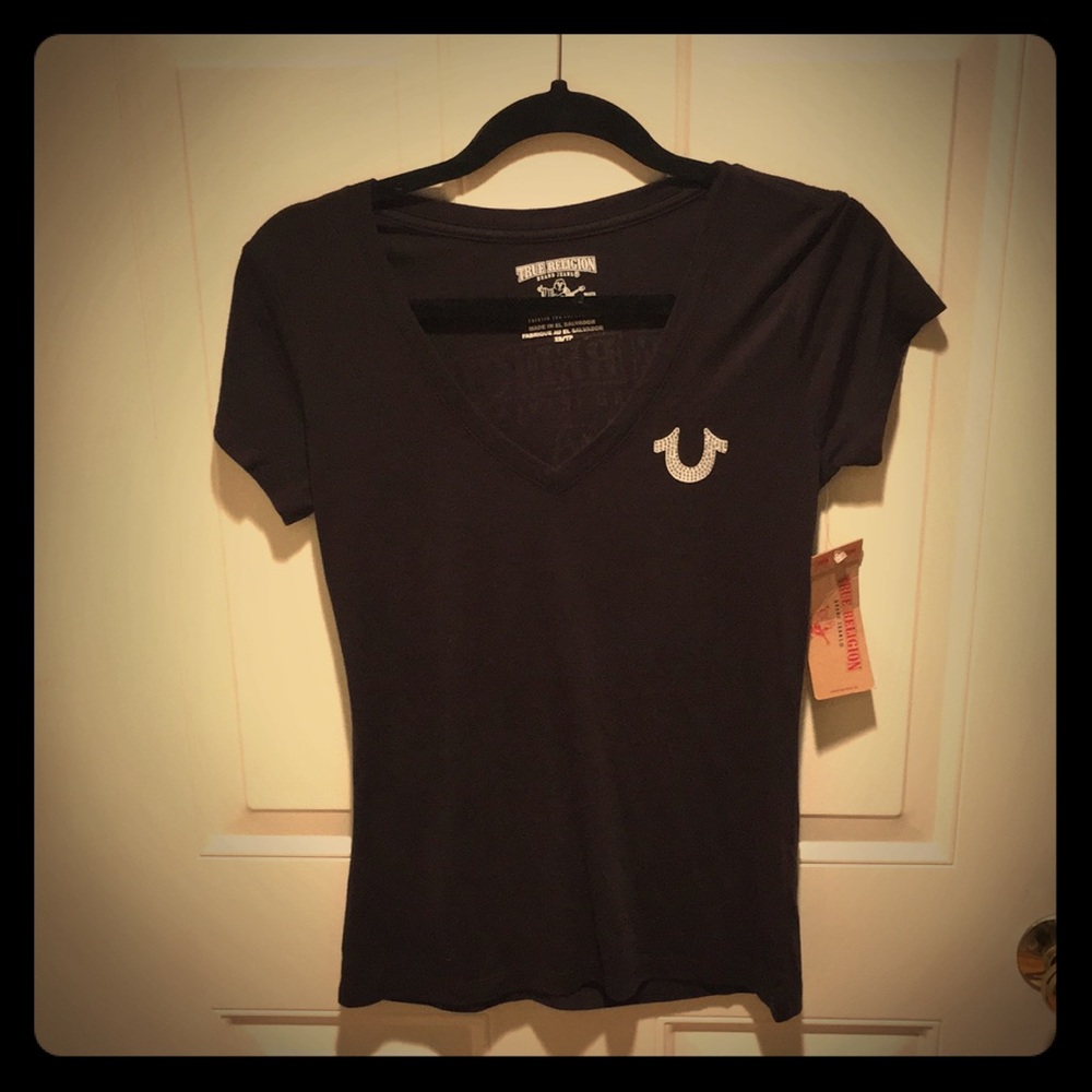 NWT True Religion Black Classic Logo tee